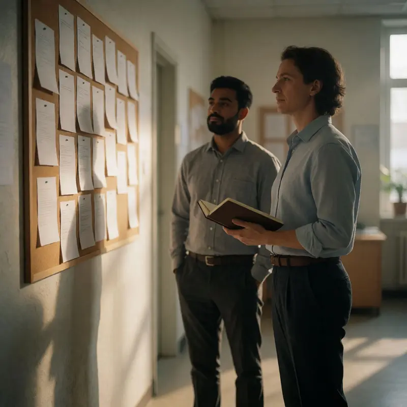 A calm workplace scene suggests operational structure and predictable norms.