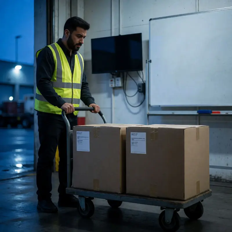 A loading dock mix-up scene suggesting fulfillment signals being manipulated.
