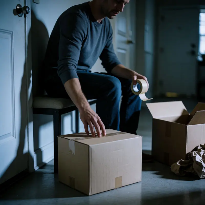 A reseller prepares an order while a second package waits nearby, highlighting fulfillment risk.