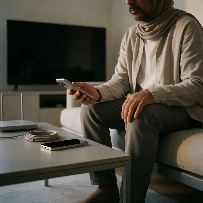A minimalist phone and an idle smartphone sit in the same room, hinting at gaps that send users back for missing capabilities.