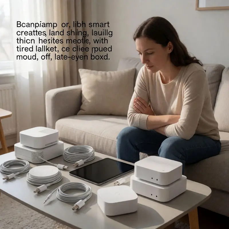 Unopened device boxes pile up as a buyer hesitates to add another service.